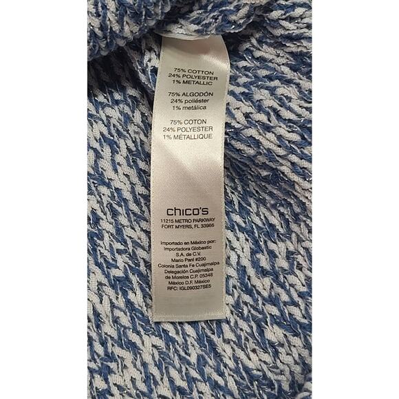 Chico's Space-Dye Jewel Pullover Size 1 (medium) metallic sweater ombre blue - Picture 4 of 6